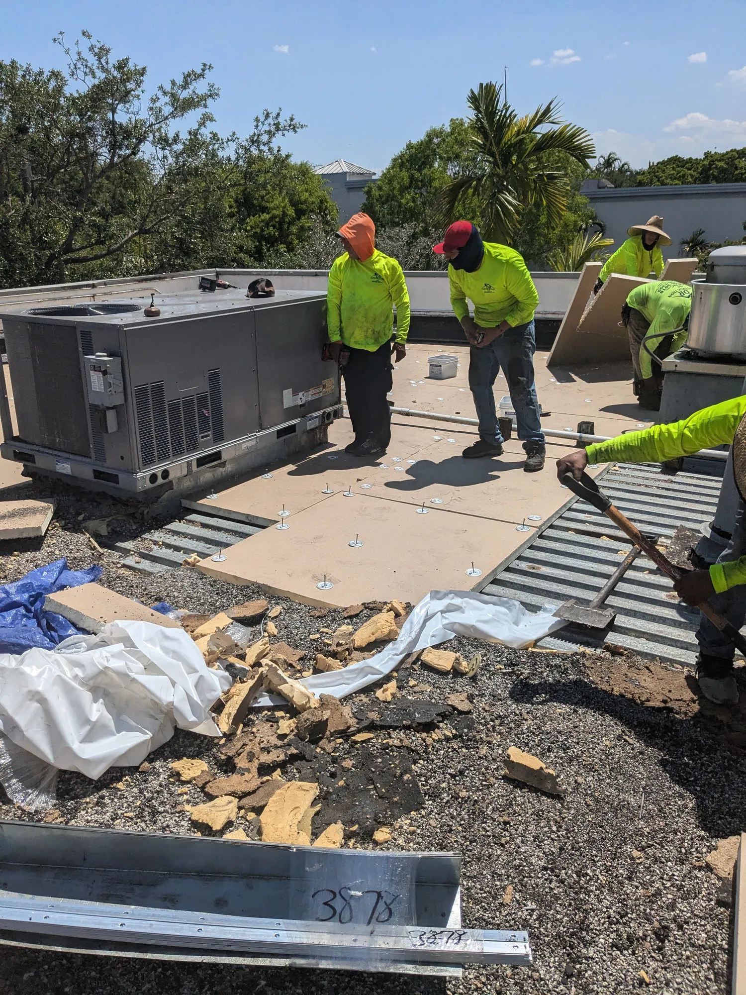 Commercial flat roof hot-mop installation by DR Construction & Roofing in South Florida