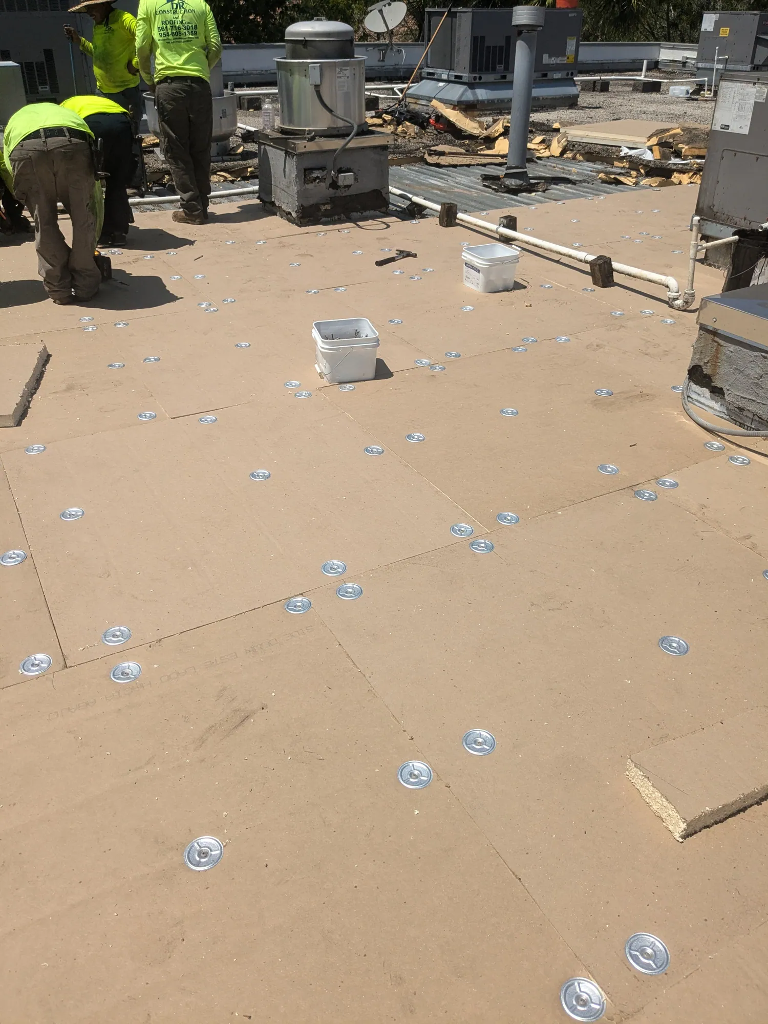 Commercial flat roof hot-mop installation by DR Construction & Roofing in South Florida
