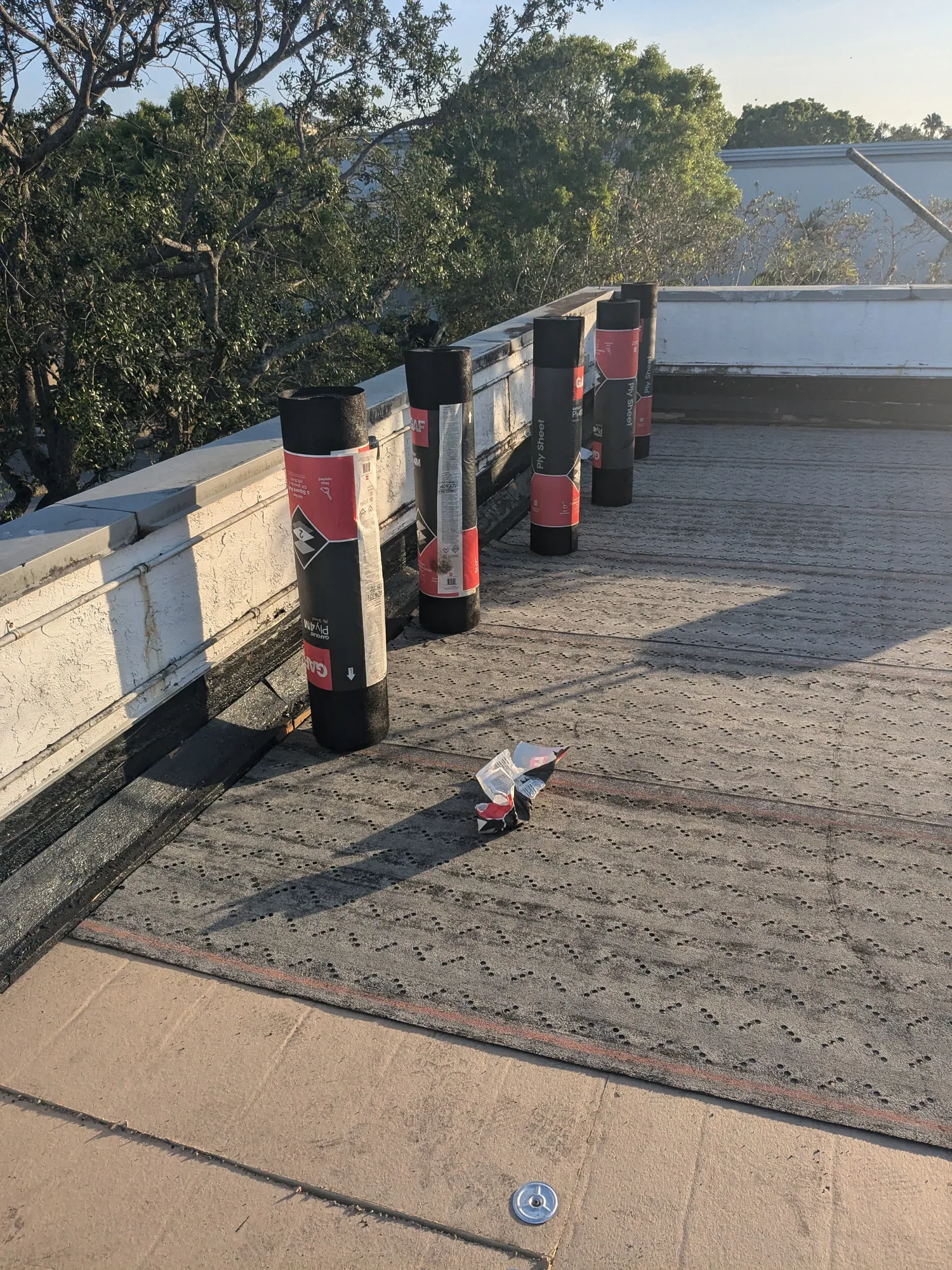 Commercial flat roof hot-mop installation by DR Construction & Roofing in South Florida