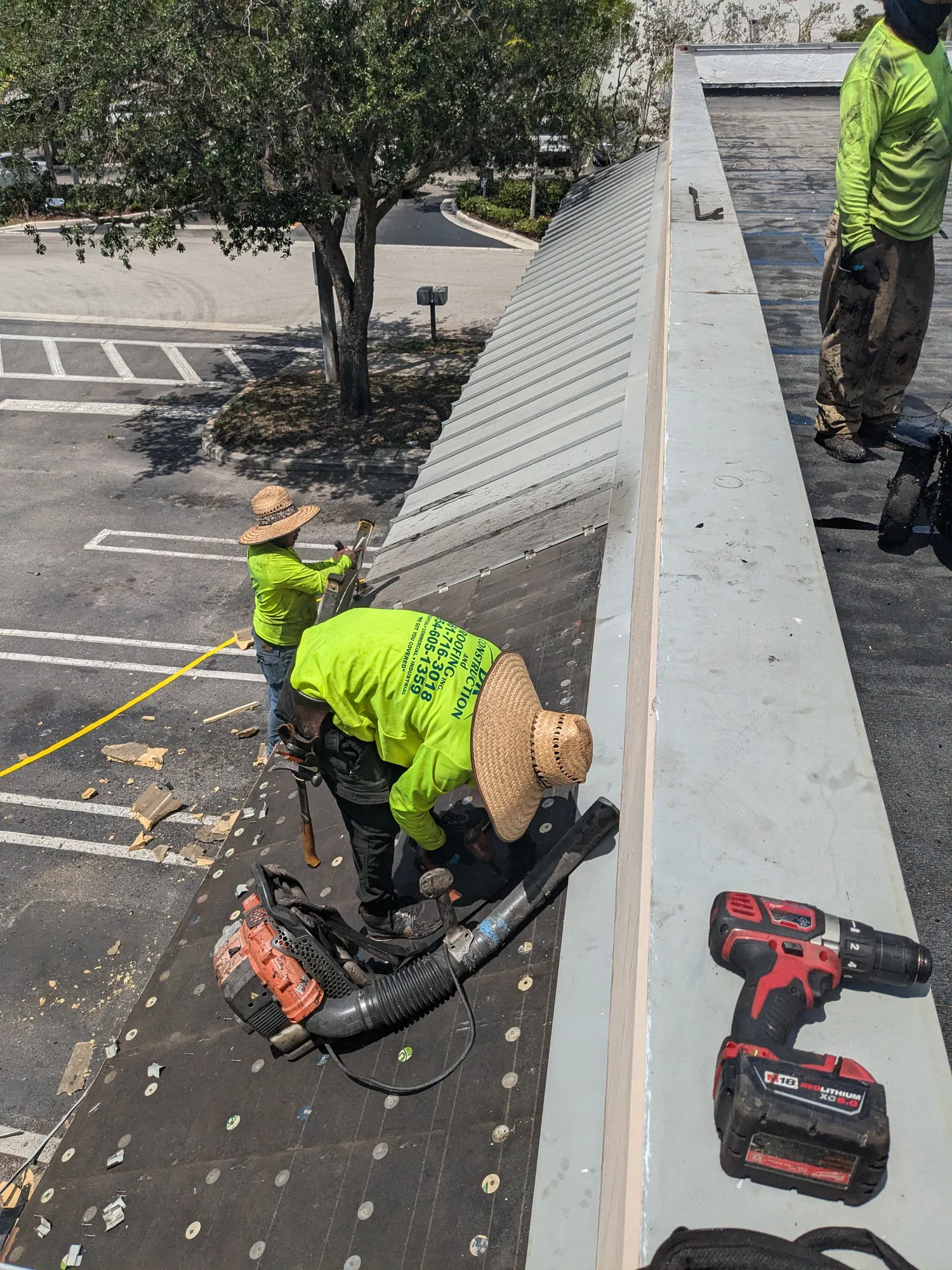 Commercial flat roof hot-mop installation by DR Construction & Roofing in South Florida