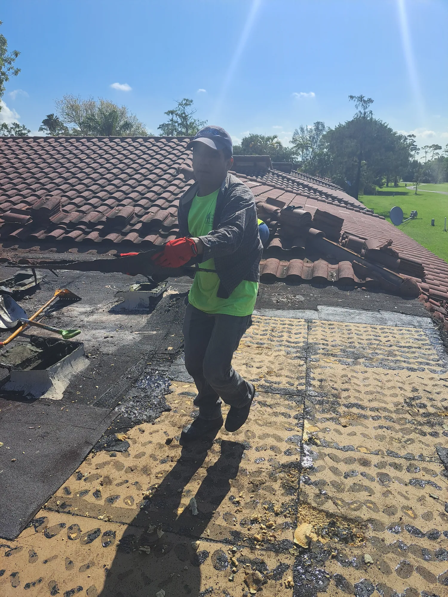 Residential flat roof peel-and-stick membrane by DR Construction & Roofing in South Florida