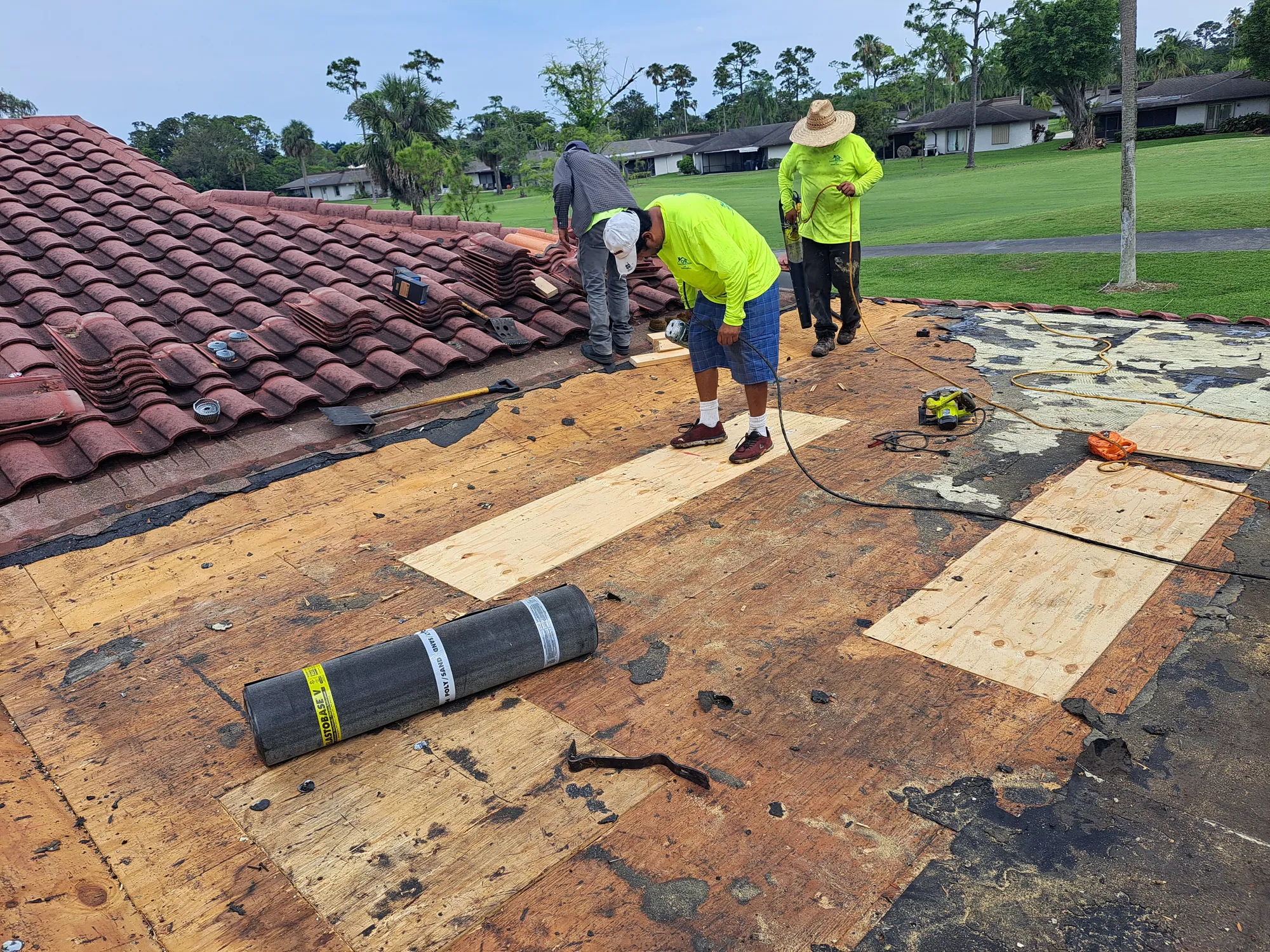 Residential flat roof peel-and-stick membrane by DR Construction & Roofing in South Florida