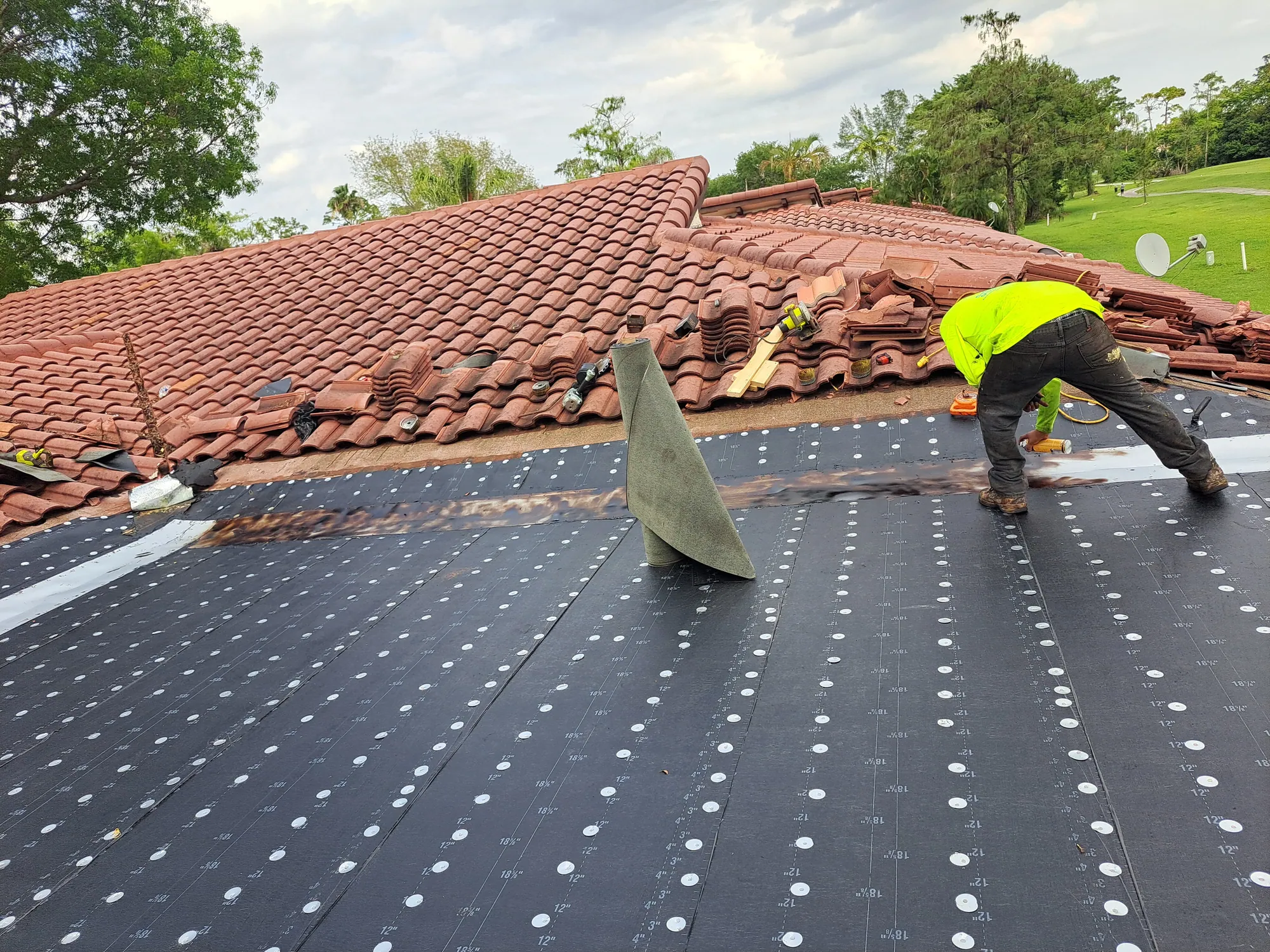 Residential flat roof peel-and-stick membrane by DR Construction & Roofing in South Florida