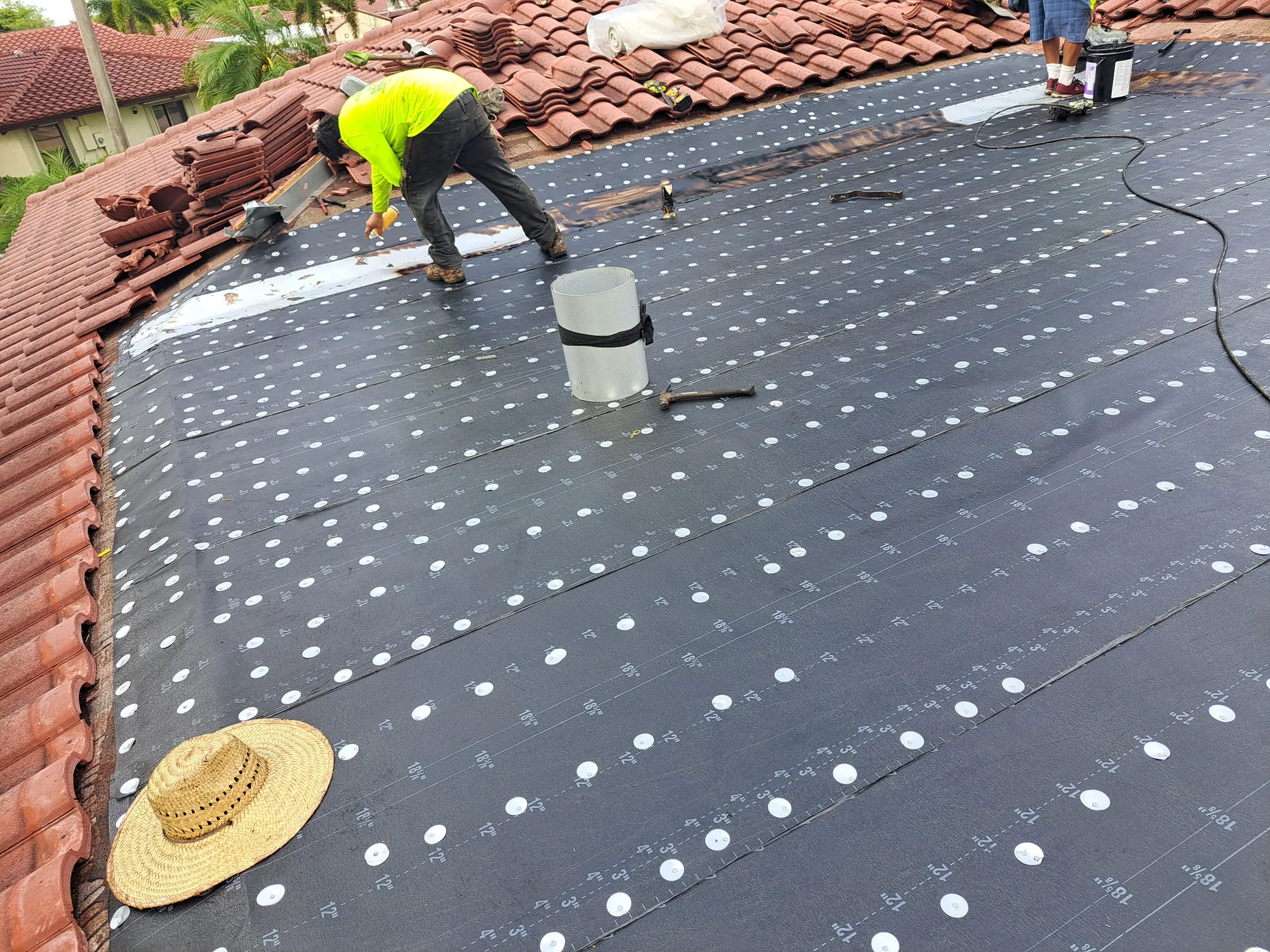 Residential flat roof peel-and-stick membrane by DR Construction & Roofing in South Florida