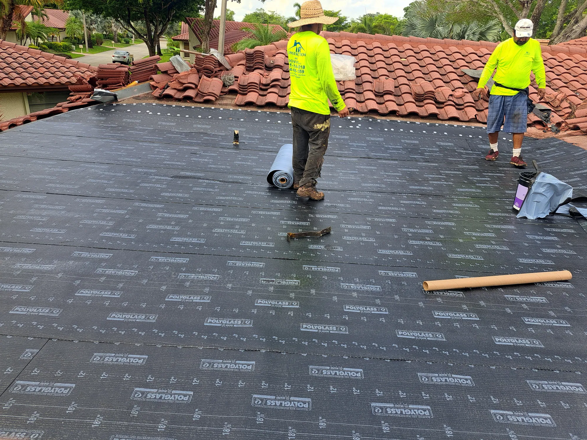 Residential flat roof peel-and-stick membrane by DR Construction & Roofing in South Florida