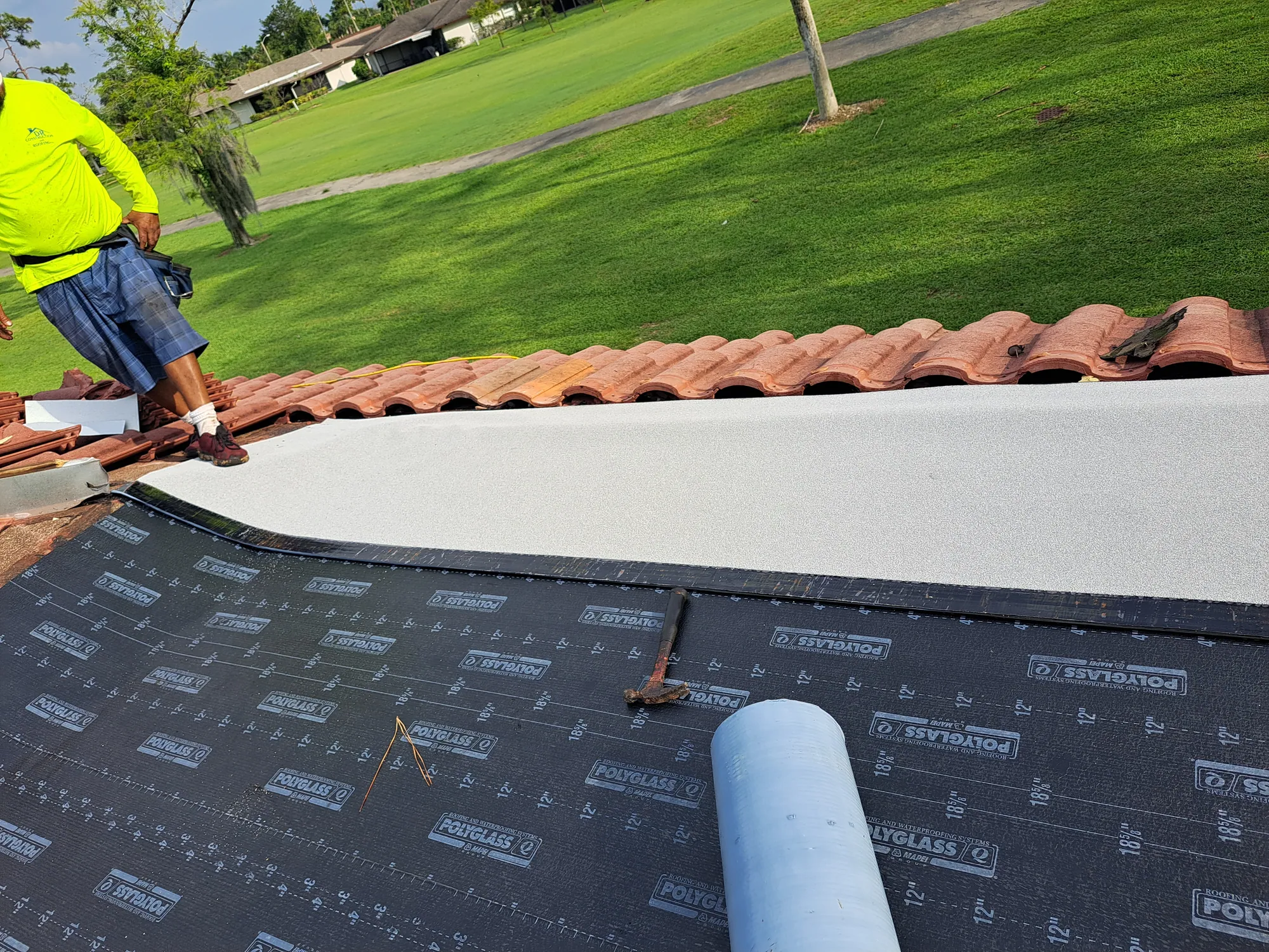 Residential flat roof peel-and-stick membrane by DR Construction & Roofing in South Florida