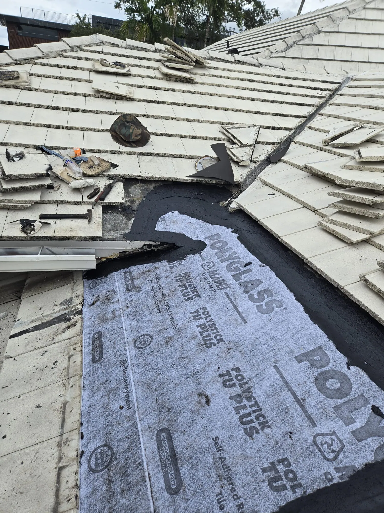 Residential tile roof repair by DR Construction & Roofing in South Florida